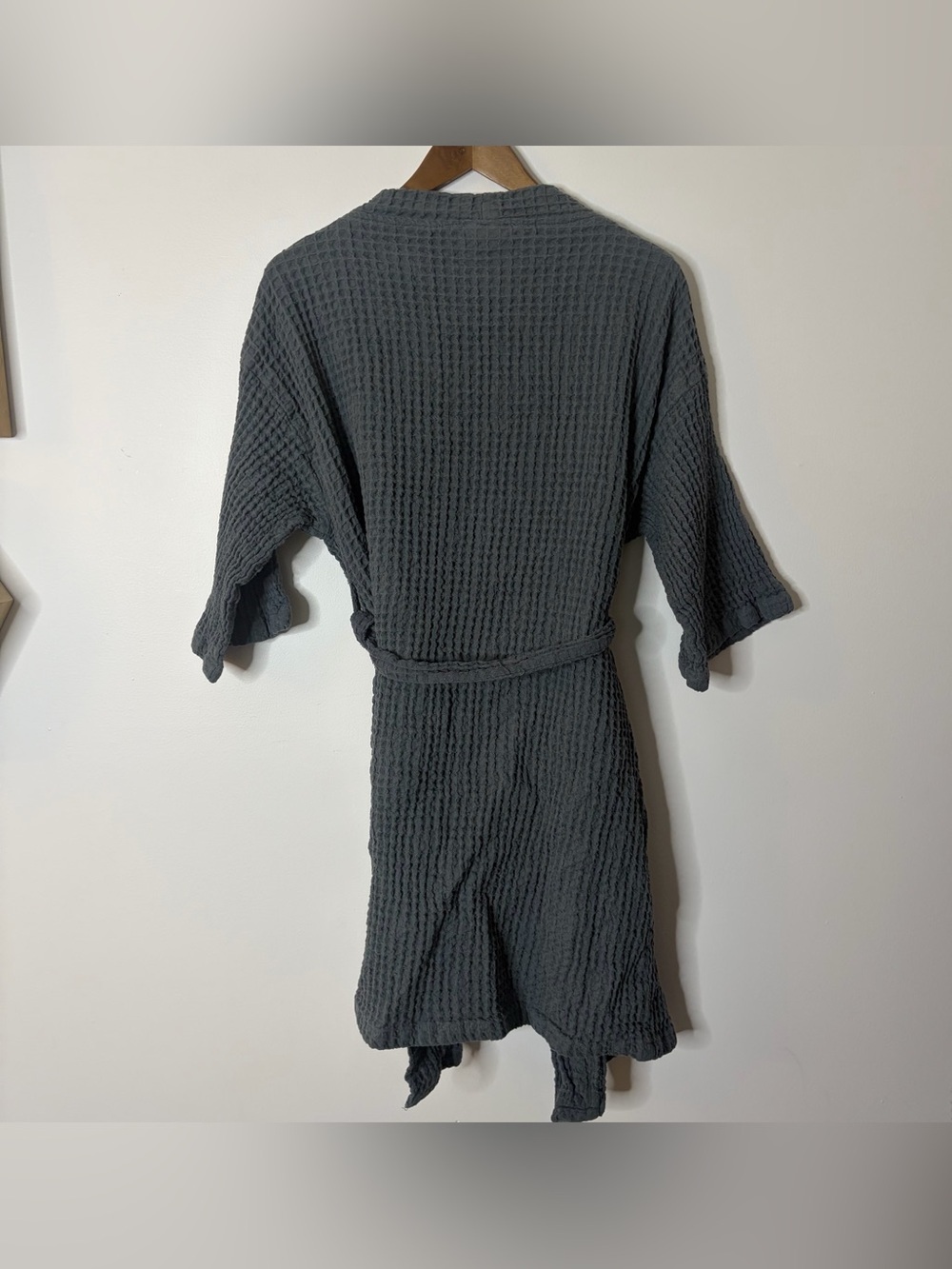Bathe. Textured Open-Front Robe Cardigan - Charcoal Gray - Picture 3 of 6
